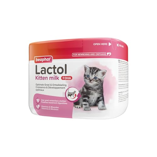 BEAPHAR – LACTOL – Lait maternisé pour Chaton en Poudre – Enrichi en DHA – Source de protéines de Haute qualité – pour Chaton Non sevré, Femelle gestante...