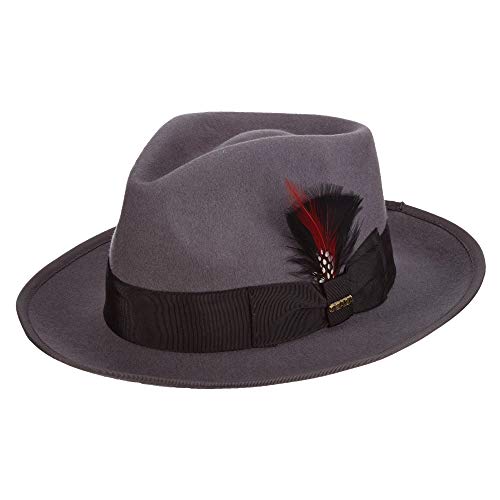 Scala Classico Men's Wool Felt Snap Brim Fedora, Grey, Large
