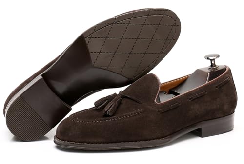Santimon Mens Tassel Loafers Slip On Dress Causal Mocasines Modern Prom Wedding Genunie Leather Penny Loafers Comfortable Breathable Fashion Tuxedo Shoes for Men3