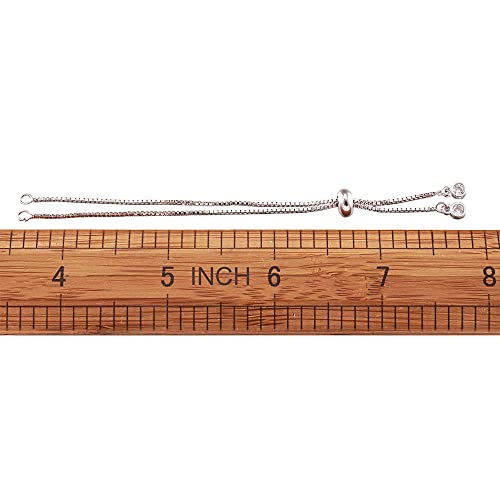 Cheriswelry 10Pcs Adjustable Brass Extender Box Chain Bracelet Making 4-3/8"~4-3/4" Slide Bracelet With Cubic Zirconia Charms Ends Real Platinum Plated For Women Girls Jewelry Making #TOP3