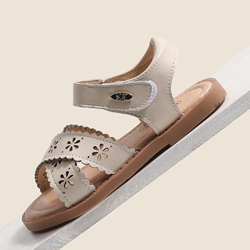 Toddlers Little Girls Ankle Strap Hook&Loop Open-Toe Hollow-Out Dress Summer Shoes Closed Toe Sandals4