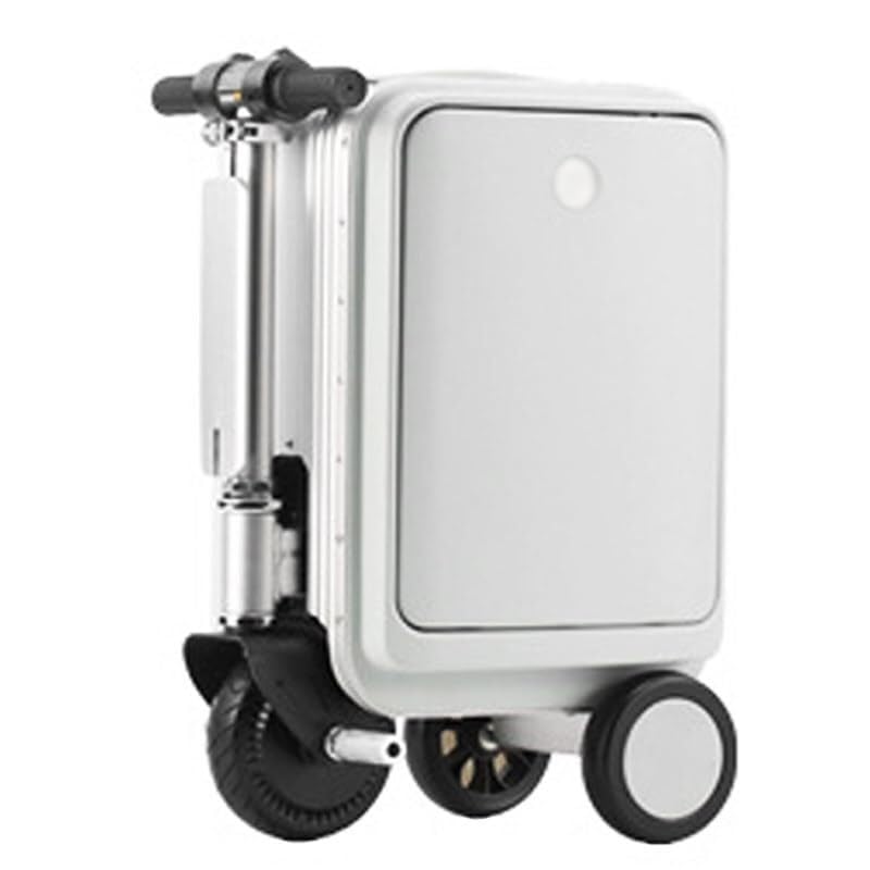 Portable Rideable Suitcase, Aluminum Frame Suitcase, 20L Capacity, Load 264 LBs, One-Button Telescopic, TSA Coded Lock, Removable Battery(Silver)