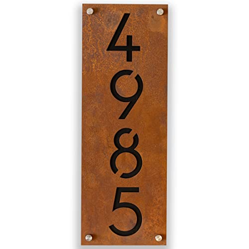 Rusty Metal House Number Sign – Handmade Iron and Acrylic