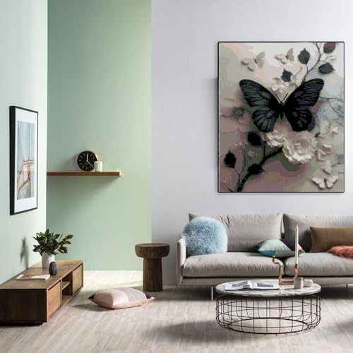 Image of Butterfly Flower Stamped Cross Stitch Kits Flowers Cross Stitch Patterns,Dimensions Cross Stitch Kits Embroidery Kit Arts and Crafts for Beginners 15.7x11.8 inch