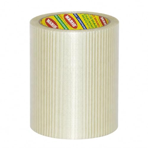 Image of Mario Cross Filament Tape 144mm x 50m (6Inch)-Strong Fiberglass Tape for Cricket Bat Protection,Crack Repair & Bat Face Shielding,Strong Strapping & Export Box Sealing, Industrial Security Packaging