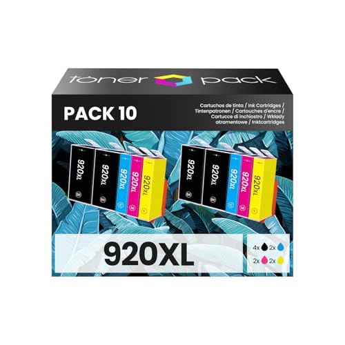 TONER PACK 920XL Cartuchos de Tinta Compatibles para HP OfficeJet 6000 6500 6500 E709 6500 E710 6500A 7000 7500A E710A E710N (Pack 10)