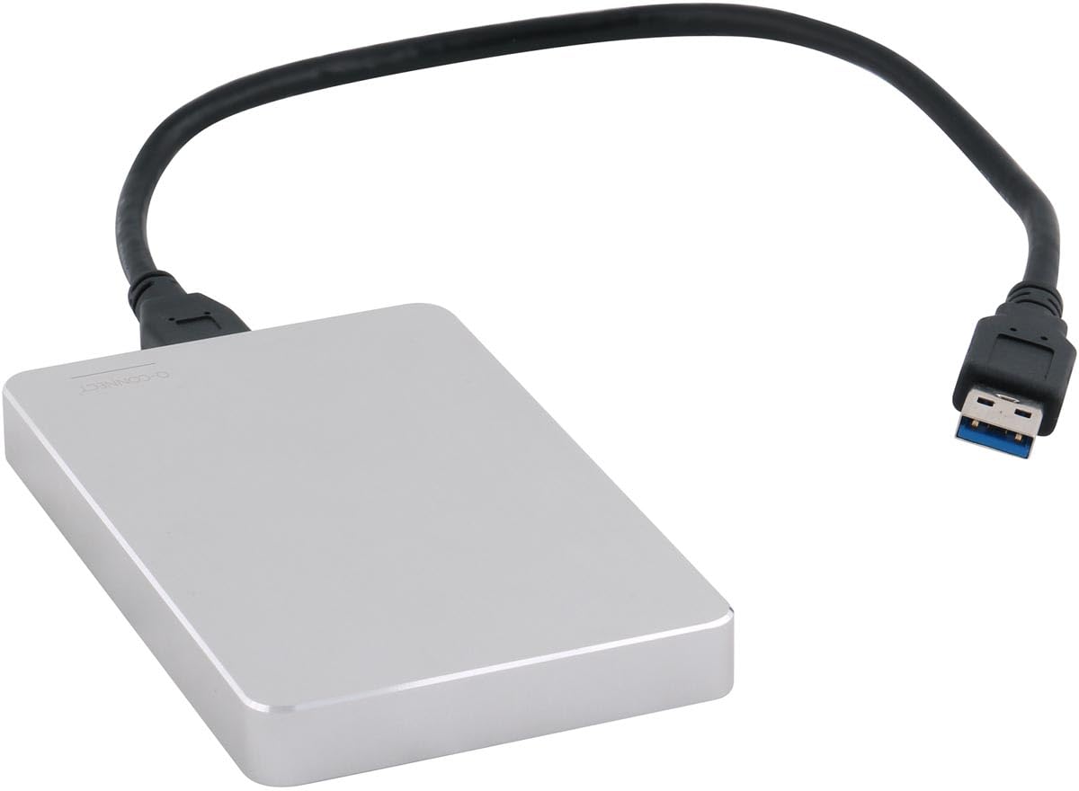 Q-Connect Disco Duro Externo portátil de 2 TB con Cable USB Plateado KF18084