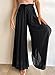 Dokotoo Womens Beach Fashion Clothing Wide Leg Pants with Tie Drawstring Casual Loose High Waisted Palazzo Linen Pants for Women Ladies Soft Lounge Trousers with Pockets Black L