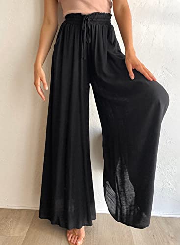 Image of Dokotoo Pants for Women Casual Elastic Waist Wide Leg Pants with Pockets