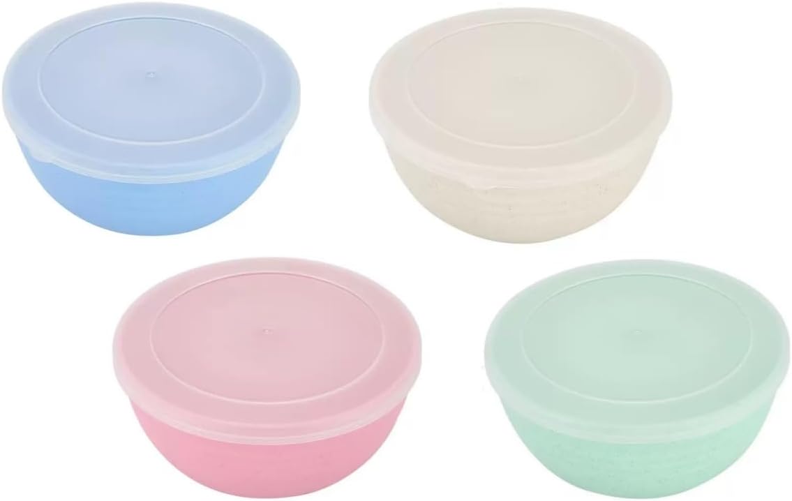 Wheat Straw Bowls with Lids BPA Free, Microwave & Dishwasher Safe (4) - Image 9