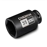 CASOMAN 1/2' Drive x 35 mm Deep 6 PT Impact Socket, CR-MO, 1/2-inch Drive 6 Point Axle Nut Socket for Easy Removal of Axle Shaft Nuts (35MM)