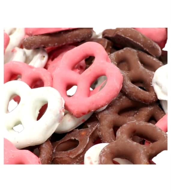 Neapolitan Tri Colored Covered Pretzels (Chocolate, Yogurt, Strawberry) Hand