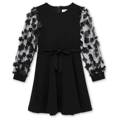 Speechless Girls' Long 3D Mesh Sleeve Scuba Crepe Party Dress2