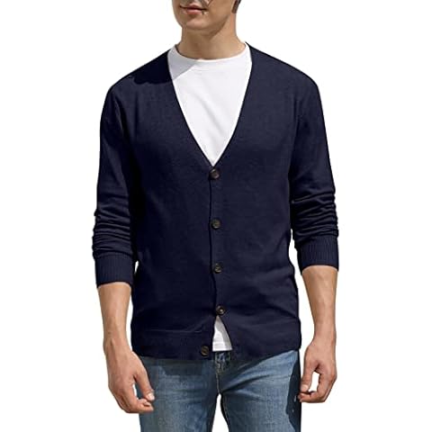 Hisir Men's Lightweight V Neck Cardigan Cover
