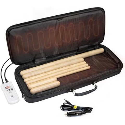 Goodtar Portable Massage Stone Warmer with Car Adaptor Electric Spa Bamboo Massage Sticks Set Hot Bamboo Massage Set - Hot Massage Stone Warmer Double-Sided Heating-Temp Controller - Bigger Heater Cover