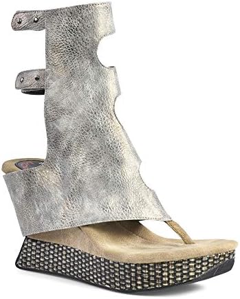 Modzori Corona Women's High Wedge Reversible Sandal Black flips to Taupe 8 M US | Image 1
