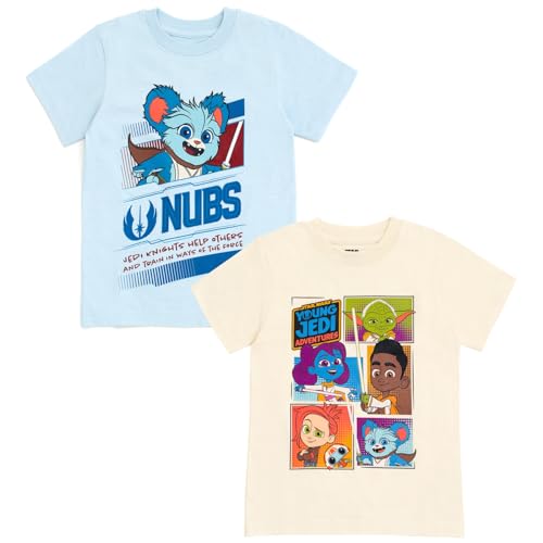T-shirt Star Wars garçon Boba Fett Young Jedi Adventures lot de 2 hauts manches courtes