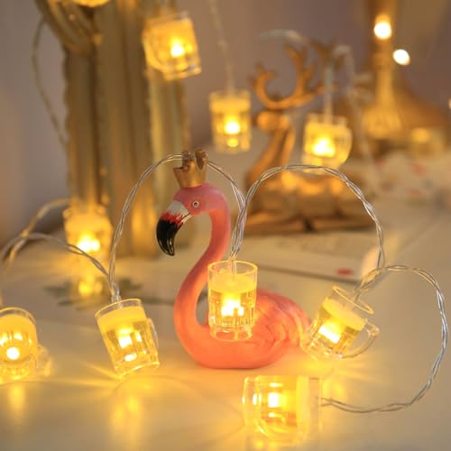 ENLACE LED Bierglas Lichterkette, 1,5M 10 LED Bierkrug Lichterkette Batteriebetriebene, Bier Partylichterkette für Bar, Party, Hochzeit, Garten, Oktoberfestes, Weihnachten