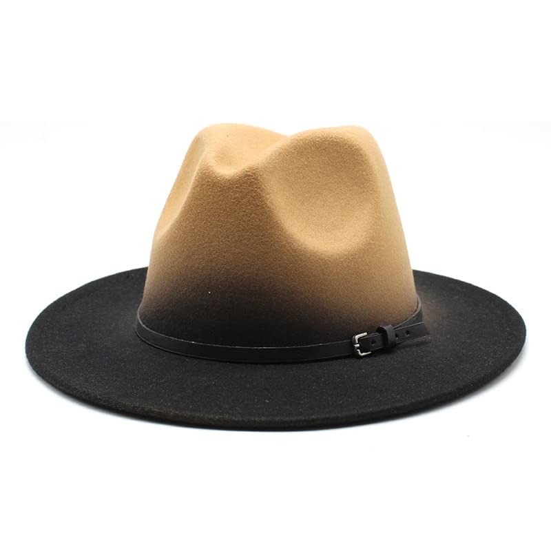TAHALI RZL Chapeau Melon Mode Automne et Hiver Nouveau Chapeau Haut de Forme en Laine Chapeau de Jazz européen et américain, Chapeau à Grand Bord de