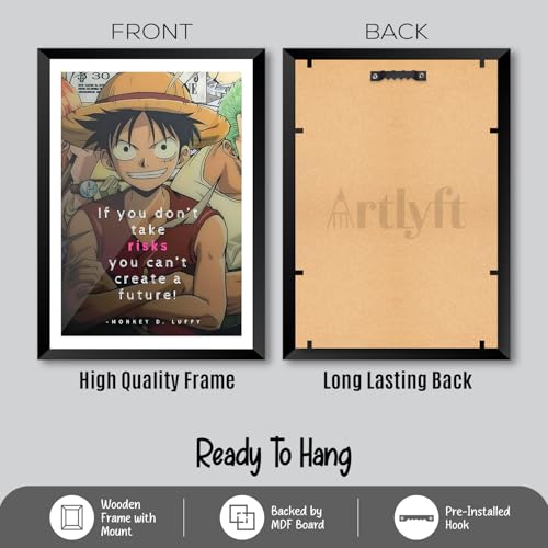 Image of ArtLyft Demon Slayer Anime Wall Frame A4 | Rengoku Quote Poster Frame | Motivational tanjiro - renguko Wall Art | Otaku Room Decor | Anim Lover Gift (Luffy)