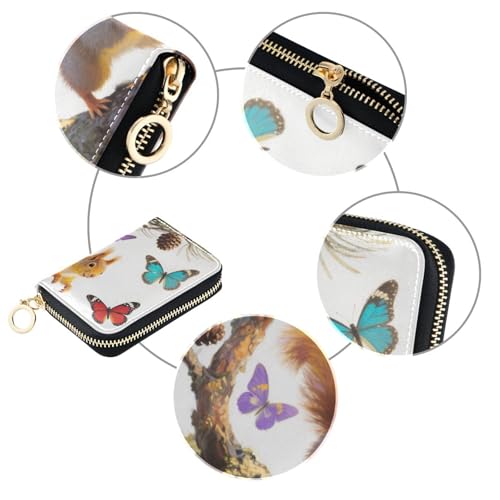 Wild Animal Squirrel American Anime Style Colorful leather womens credit card wallet With 2 cash slot RFID Blocking credit card holder with zipper3