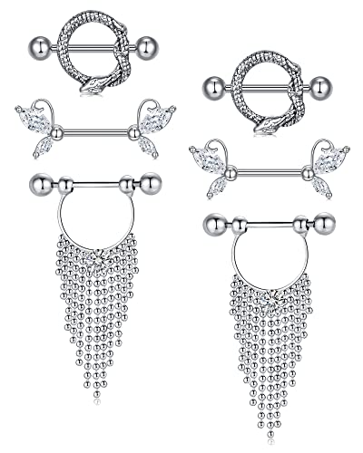 VF VFUN Piercing Teton 14g Piercing Mamelon Acier Chirurgical Nipple Piercing Nipple Barbell Tongue Ring Nipple Shield Rings Nipple Ring For Women Girls Cover