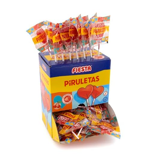 FIESTA Piruletas Caramelo con Palo en Forma de Corazón Sabor Cereza - Caja de 80 unidades