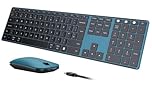 seenda Wireless Bluetooth Keyboard Mouse, SKM64-3 Multi-Device Rechargeable Ultra Slim Wireless Mouse and Keyboard Set for Windows, Mac OS, Laptop, Tablet, iPad, QWERTY UK Layout, Black and Blue