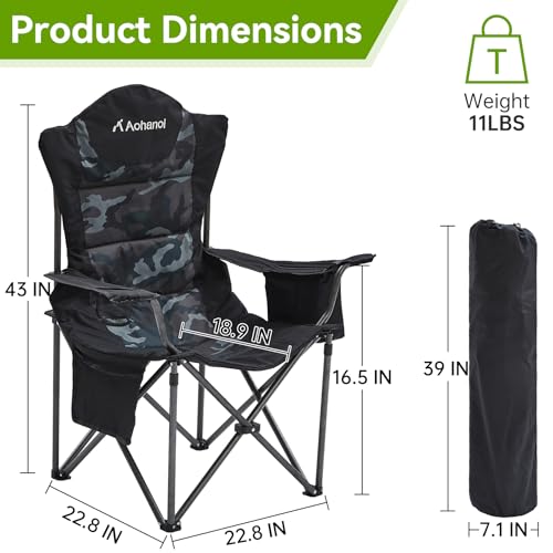 Silla de Camping Aohanoi Heavy Duty para Adultos con Portavasos y Bolsa Térmica miniatura 2