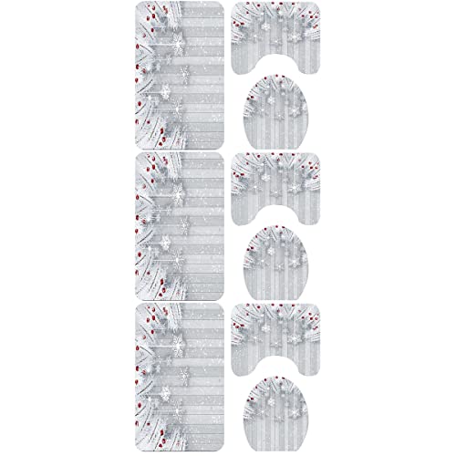 3-in-1 Badezimmer-Pads, 3-in-1, Motiv: Weihnachtsszene, rutschfest, Waschraum-Teppich, WC-Deckelbezug für Zuhause, Hotel – Bild 6
