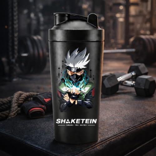 Image of Stainless Steel Gym Shaker Bottle 750ml | Leak Proof Protein Mixer Shaker | BPA Free | Metal Sports Water Bottle for Gym, Workout & Fitness (ka 01-BLACK)