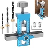 2-in-1 Schranktür-Installationspositionierer Aluminiumlegierung Schranktür Montagehilfe mit 3 Bohrern Einstellbare Bohrschablone Möbelbau für die Meisten Schranktüren (Stil 2)