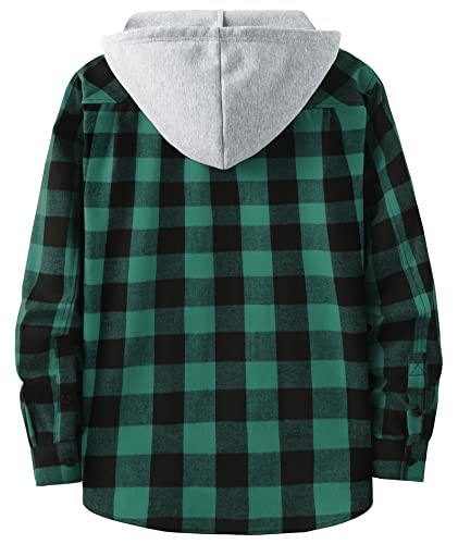 Image of Hooded Flannel Shirts for Men Plaid Long Sleeve Flannel Jacket Hoodies | Button-Down, Lightweight Coat, Classic Plaid Shirts with Hood, Flannel Hoodies with Pocket