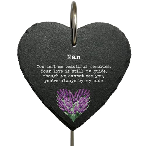 Image of Nan — Lavender Memorial Plaque — Goodbye Is Not Forever. You Left Me Beautiful Memories. Your Love Is Still My Guide, Though We Cannot See You, You’re Always By My Side. — Slate Heart