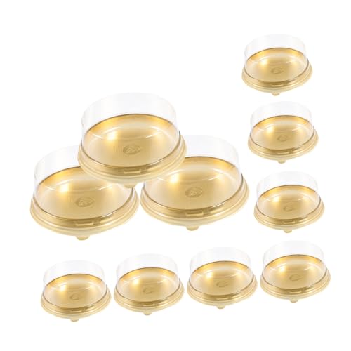 OKUMEYR 10pcs Clear Cake Box Round Transparent Cake Carrier for Small Birthday Treats Baking Container for Slices Lightweight and Portable Dessert Packaging