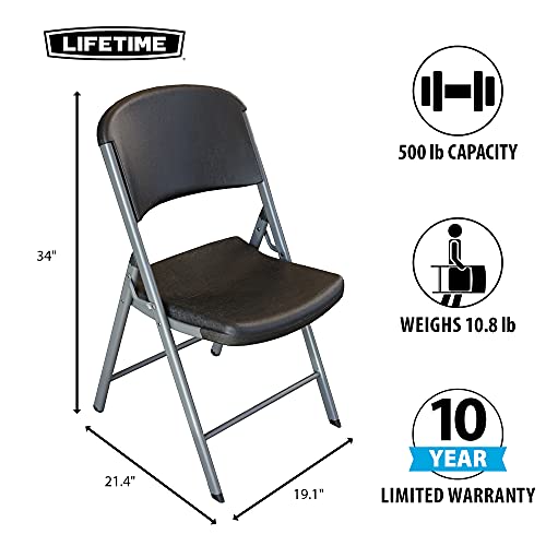 Lifetime Commercial Grade Folding Chairs, 4 Pack,Plastic, Black/Silver #TOP4
