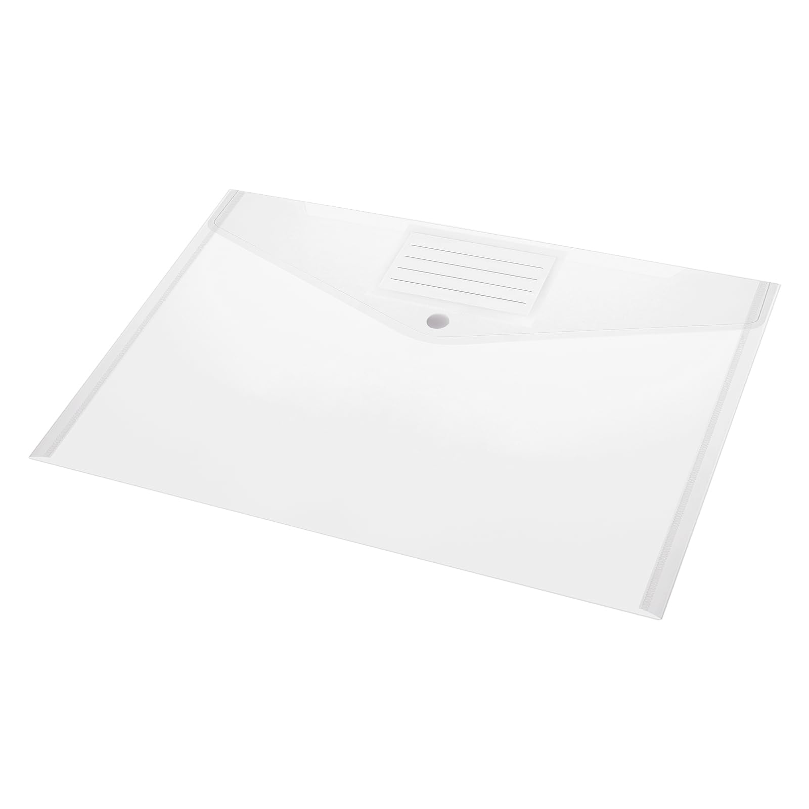 Paquete de 30 carteras de plástico A4 con cierre de botón y bolsillo para etiquetas, carpetas transparentes para documentos de oficina