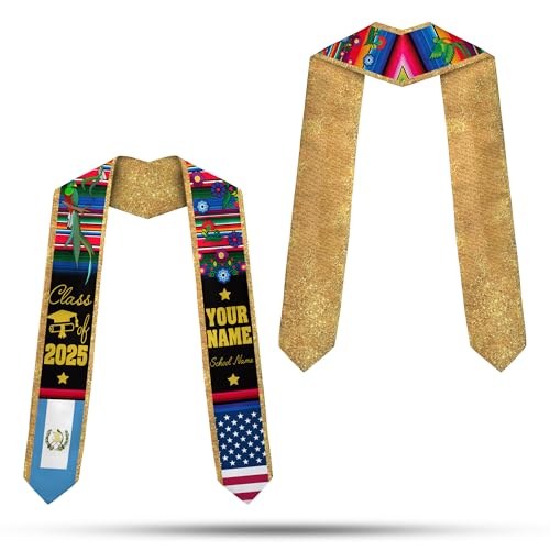 MonkeyVan Custom Guatemala Graduation Sash, Personalized Guatemalan Graduation Sash 2025, Guatemala American Graduation Sashes Gtm8