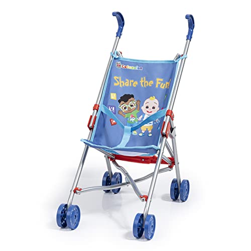Bayer Design 30511AA Sillita de muñecas Cocomelon, siilita de Paseo, Plegable, con cinturón de Seguridad, Azul, Rojo