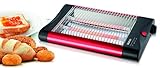 Sogo Tostadora plana horizontal de Pan y Bollería - Tostador Eléctrico con Resistencias de Cuarzo (4 Rebanadas,Temporizador, 600W)