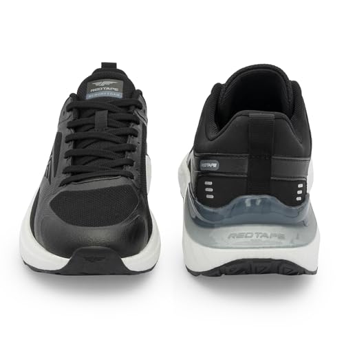 Image of Red Tape Men's Sneakers White Black Mesh Round Toe Lace-Up Easy Movement