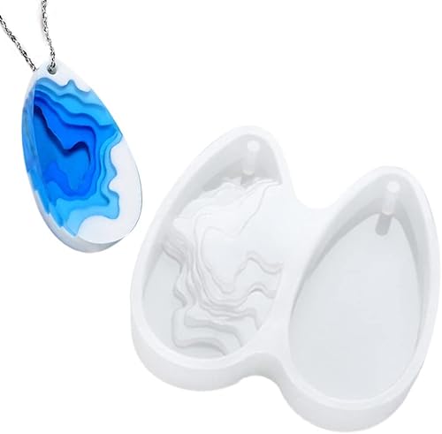 Miniatura 7 de 6 moldes de resina para colgantes, aretes de ondas de agua, moldes de silicona epoxi con agujero de isla de playa, molde de resina para joyas, gotas