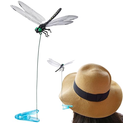 BEIQIYA Dragonfly Clips, Artificial 3D Simulation Dragonflies Hat Clip, Fly