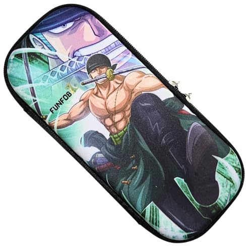 Image of FUNFOB One Piece Zoro Pencil Box for School College for Pen Pencil Or Other Stationery Products Zoro Pencil Pouch | Zoro Black Cloth