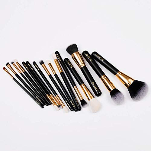 GLAMX® GX40 | 15 Piece Black & Gold Makeup Brush Set | Professional Makeup Brushes | Comes with 4 x Face Brushes, 11 x Eyes & Lip Precision Brushes and a Stylish Bag GLAMX® GX40 | 15 Piece Black & Gold Makeup Brush Set | Professional Makeup Brushes | Comes with 4 x Face Brushes, 11 x Eyes & Lip Precision Brushes and a Stylish Bag