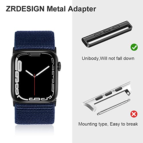Zrdesign Ultra Wide Blue Nylon Watch Band Compatible With Apple Watch 42Mm 44Mm 45Mm, Adjustable Sport Loop For Iwatch Series 7 6 5 4 3 2 1 Se(Blue) #TOP4