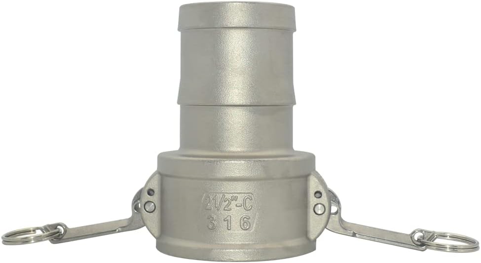 VARMHUS Hose Barb Fitting x 2" C Trash Pump Adapter Female Camlock,Stainless Steel 316