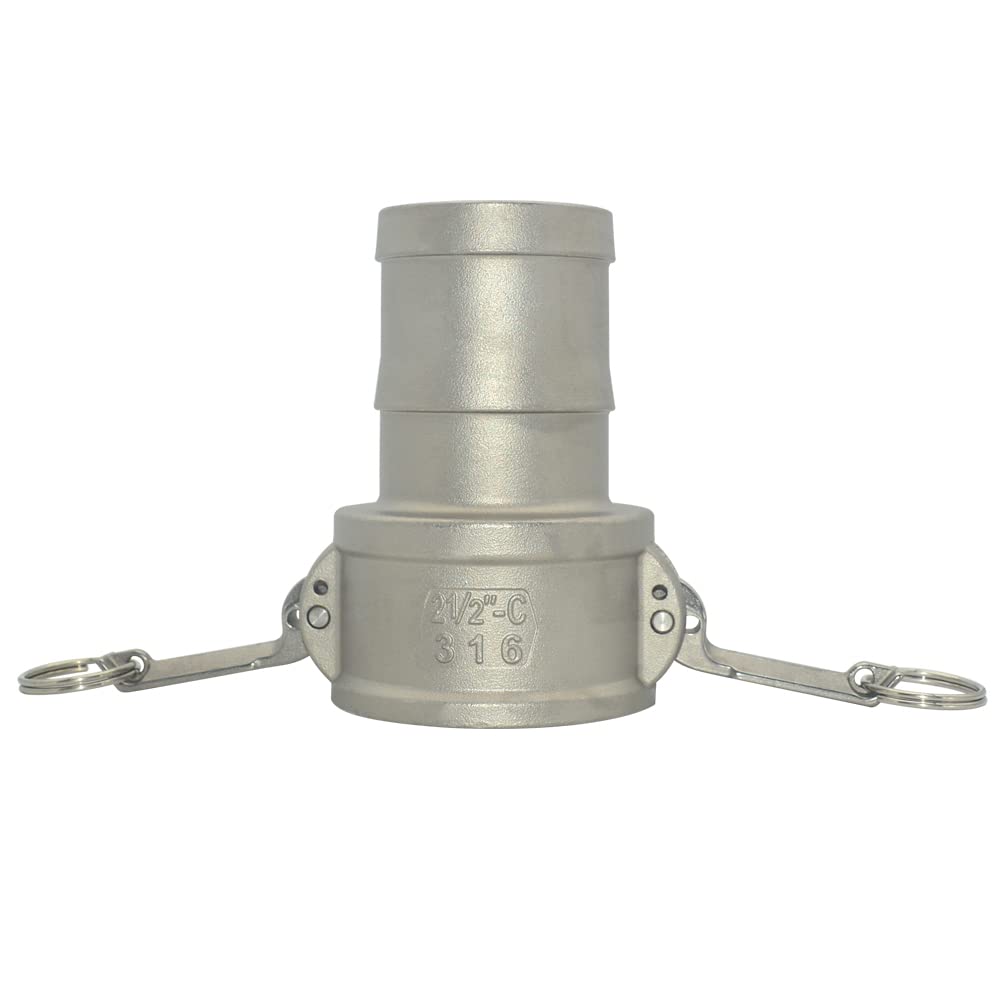VARMHUS Hose Barb Fitting x 2-1/2" C Trash Pump Adapter Female Camlock,Stainless Steel 316