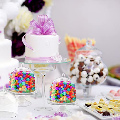 12 Pack Plastic Mini Cake Stand With Dome, Cake Stand Candy Box Bulk For Candies, Clear Small Cake Display Stand For Chocolate, Dessert, Wedding, Birthday, Baby Shower, Tea Party Supplies #TOP5