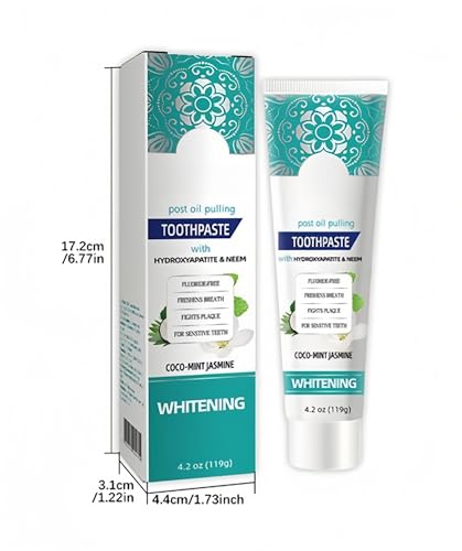 Hydroxylapatit-Zahnpasta, fluoridfrei, aufhellend, erfrischt den Atem, reinigt gründlich, beugt Karies vor, stärkt die Zähne und reduziert Zahnverfärbungen bei empfindlichen Zähnen. – Bild 8